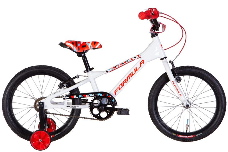 Велосипед Формула дитячий  AL 18" Formula SLIM Vbr рама-9" білий з червоним 2024 дзвоник для дітей купити
