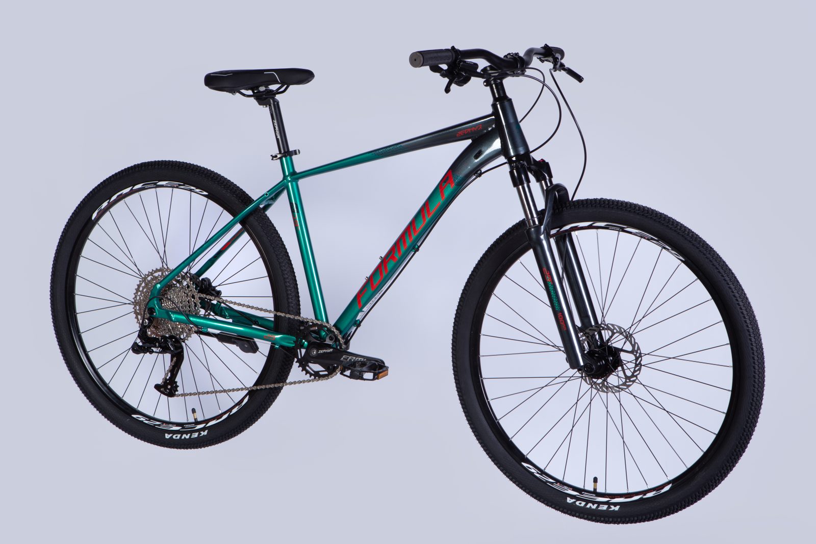 Велосипед AL 29" Formula ZEPHYR EXPERT HDD рама-19" темно-сріблястий з зеленим 2025 Формула
