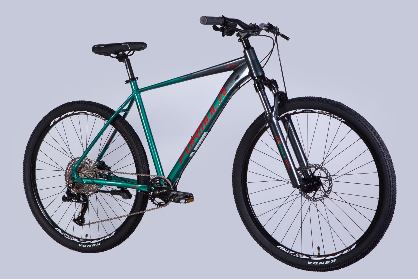 Велосипед AL 29" Formula ZEPHYR EXPERT HDD рама-21" темно-сріблястий з зеленим 2025 формула велосипед