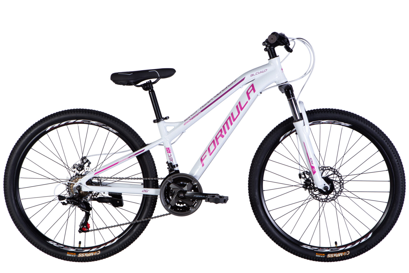 Велосипед Формула підлітковий гірський спортивний  AL 26" Formula BLACKWOOD DD FR рама-13" біло-рожевий 2025 для бездоріжжя купити